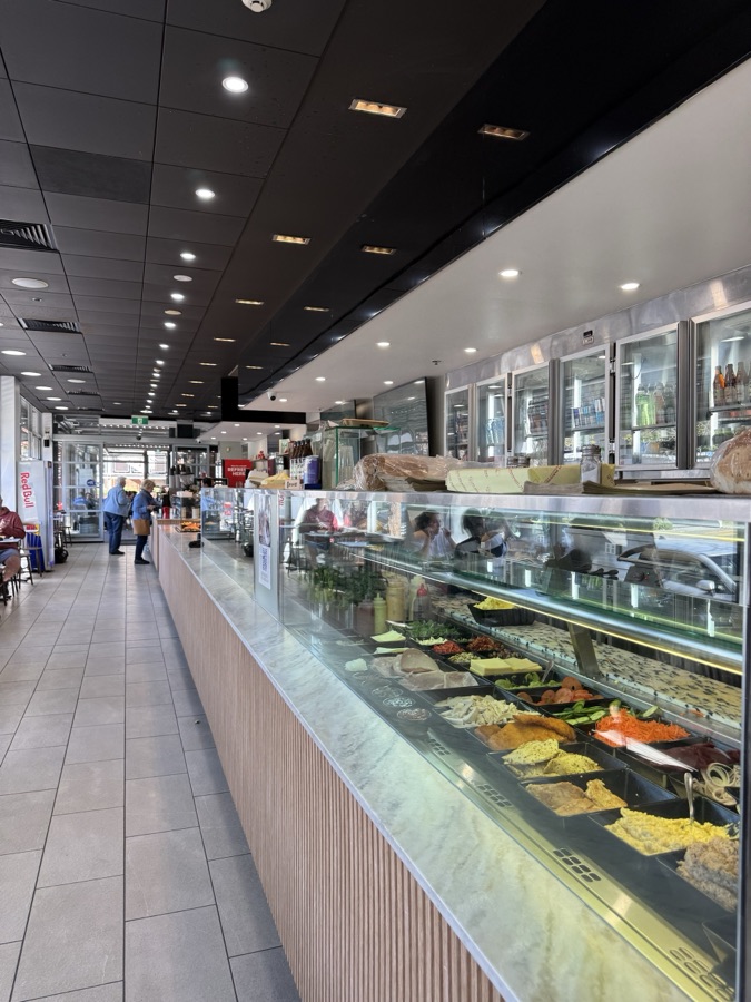 The long counter inside Loveat Cafe